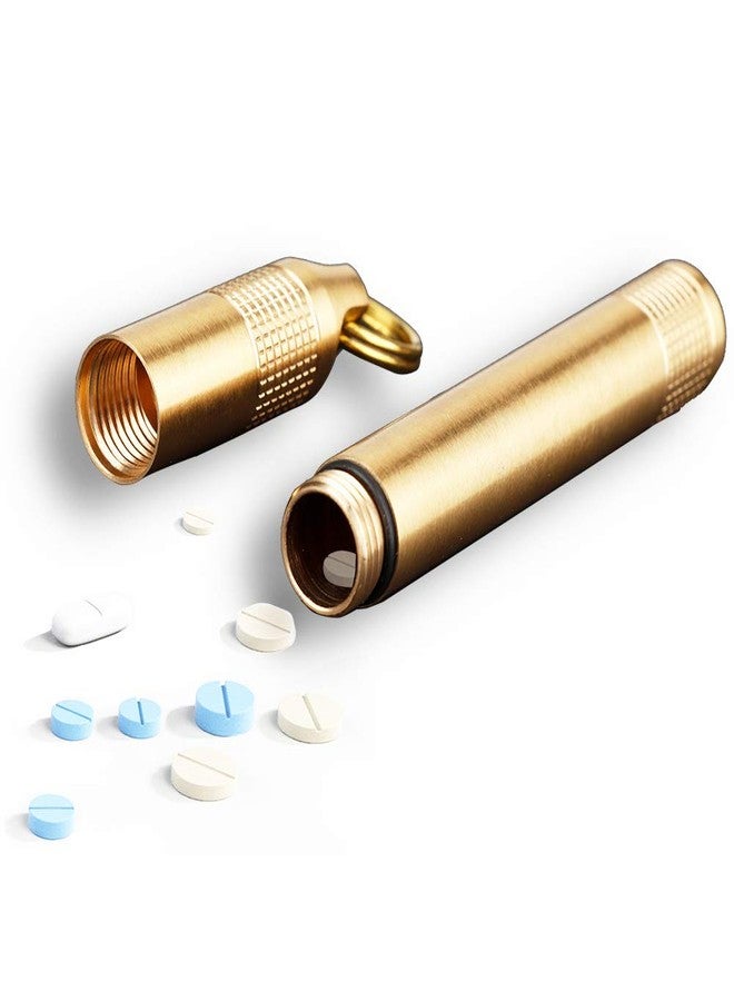 plplaaoo Mini Pill Case,Brass Pill Box,Portable Pill Box,Waterproof Pill Bottle with Key Ring Plus 3 Spare O-Ring,Small Medicine Holder Container for Outdoor Sports,Camping,Hiking and Traveling - Image 4